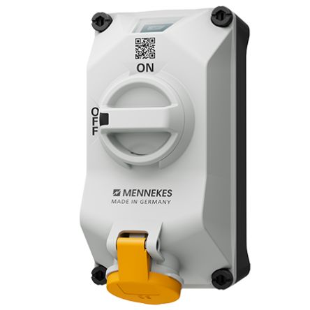MENNEKES, DUOi IP44 Black, Grey, Yellow Wall Mount 3P Socket Socket, Rated At 16A, 110 V [5611304G]; 287-3023