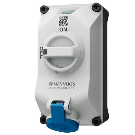 MENNEKES, DUOi IP44 Black, Blue, Grey Wall Mount 3P Socket Socket, Rated At 16A, 230 V [5611306G]; 287-3025