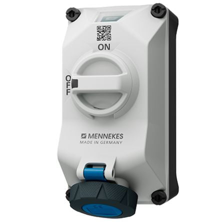 MENNEKES, DUOi IP69 Black, Blue, Grey Wall Mount 3P Socket Socket, Rated At 16A, 230 V [5612306G]; 287-3029