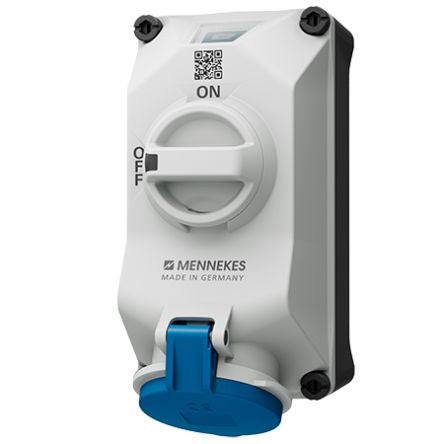 MENNEKES, DUOi IP44 Black, Blue, Grey Wall Mount 3P Socket Socket, Rated At 32A, 230 V [5613306G]; 287-3033