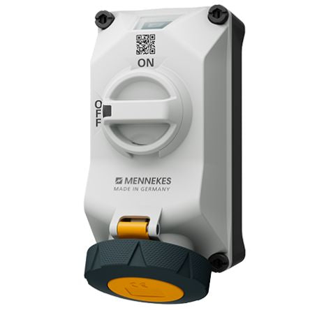 MENNEKES, DUOi IP69 Black, Grey, Yellow Wall Mount 3P Socket Socket, Rated At 32A, 110 V [5614304G]; 287-3036