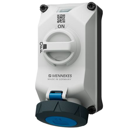 MENNEKES, DUOi IP69 Black, Blue, Grey Wall Mount 3P Socket Socket, Rated At 32A, 230 V [5614306G]; 287-3037