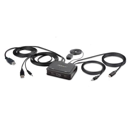 StarTech.com 2 Port DisplayPort, HDMI KVM Switch, 3.5 mm Stereo 5120x1440 Maximum Resolution [C2-H46-UAC-CBL-KVM]; 287-3340