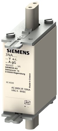 Siemens 40A Tag Fuse, NH000, 690V ac, 77.8mm [3NA3817-6KJ]; 287-3447