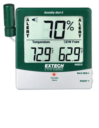 Extech 445815 Digital Hygrometer, ±4 %RH Accuracy, +14 → 140°C Max, 10 → 99%RH Max [445815]; 287-3796
