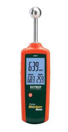 Extech MO257 Moisture Meter, 100% Max, LCD Display, Battery-Powered [MO257]; 287-3824