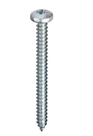 RS PRO Bright Zinc Plated Steel Pan Head Self Tapping Screw, N°4 x 1in Long 25mm Long [0]; 287-4073
