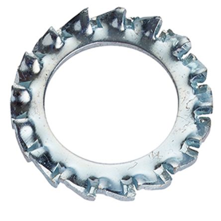 RS PRO Bright Zinc Plated Steel External Tooth Washers, M4, DIN 6798A [0]; 287-4187