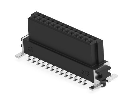 ERNI 154718 Series Vertical Surface PCB Header, 26 Contact(s), 1.27 mm Pitch, 2 Row(s), Shrouded [154718-E]; 287-4271