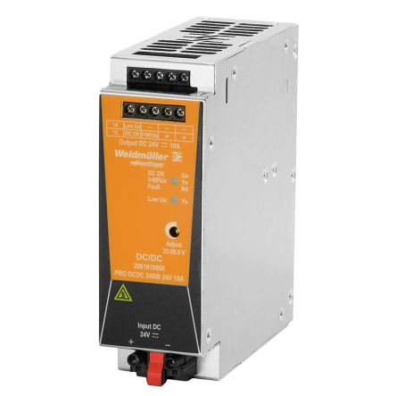 Weidmüller DC-DC Converter, 29.5V dc/ 10A Output, 14 → 32 V dc Input, 240W, DIN Rail, +70°C Max Temp -25°C Min [2001810000]; 287-4654