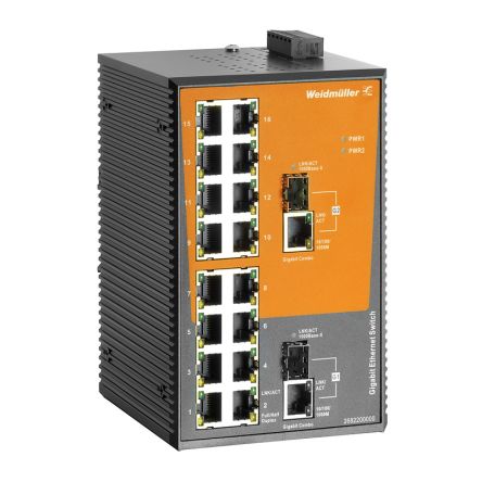 Weidmüller Unmanaged 16 x RJ45 Port Network Switch [2682200000]; 287-4751