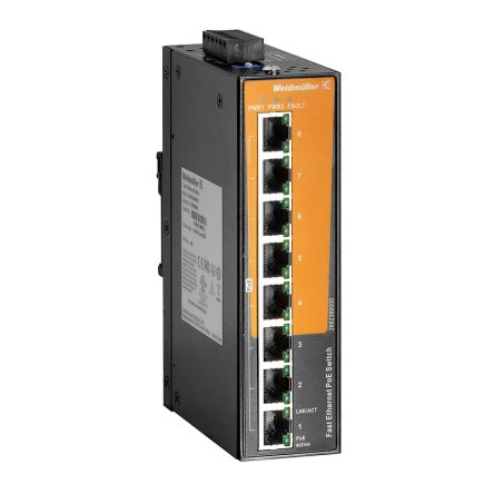 Weidmüller Unmanaged 8 x RJ45 Port Network Switch With PoE [2682380000]; 287-4770
