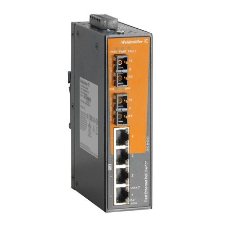 Weidmüller Unmanaged 4 x RJ45 Port Network Switch With PoE [2682390000]; 287-4771