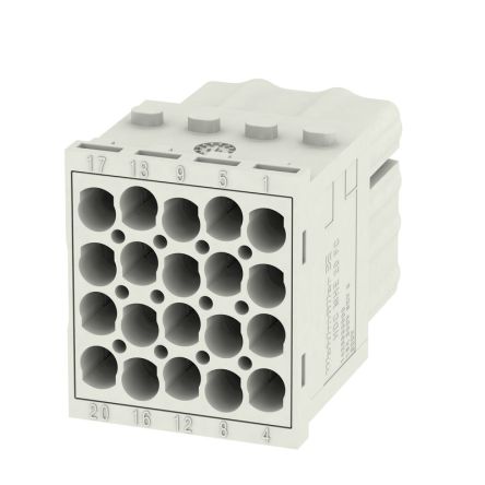 Weidmüller Heavy Duty Power Connector Insert, 6A, Female, ModuPlug Series, 20 Contacts [1428930000]; 287-5493