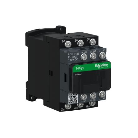 Schneider Electric TeSys LC1D Contactor, 110 V dc Coil, 3-Pole, 25 A, 3 kW, 3NO, 440 V [LC1D126FLS207]; 287-5974