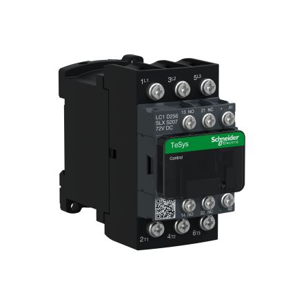 Schneider Electric TeSys Deca LC1D Contactor, 72 V dc Coil, 3-Pole, 25 A, 11 kW, 3NO, 440 V [LC1D256SLXS207]; 287-5976