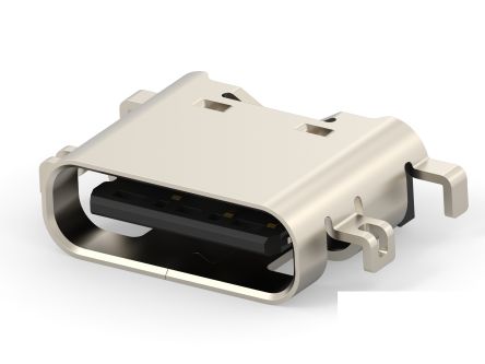 TE Connectivity Straight, Mid Mount, Receptacle- Single Port Type C 2 USB C Connector [2480843-1]; 287-7376