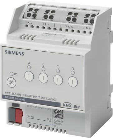 Siemens N 262 Series Input Module for Use with Knx Systems, Digital, DC 24 V [N 262D31 / 5WG1262-1DB31]; 287-8608