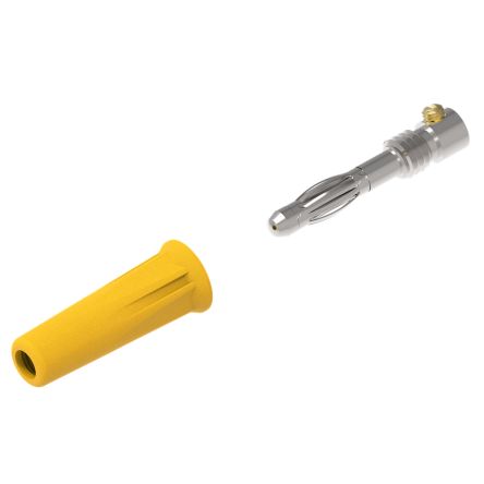 Electro PJP Yellow Male Banana Plug, 4 mm Connector, Screw Termination, 36A, 30/60V ac/dc, Nickel Plating [1060-I-J]; 287-8963