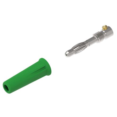 Electro PJP Green Male Banana Plug, 4 mm Connector, Screw Termination, 36A, 30/60V ac/dc, Nickel Plating [1060-I-V]; 287-8966