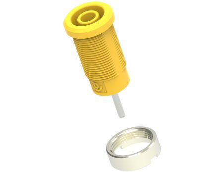 Electro PJP Yellow Female Banana Socket, 4 mm Connector, Pin Termination, 36A, 1kV, Nickel Plating [3267-I-J]; 287-9060