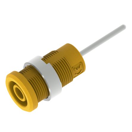 Electro PJP Yellow Female Banana Socket, 4 mm Connector, Pin Termination, 36A, 1kV, Nickel Plating [3269-I-J]; 287-9068