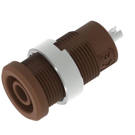 Electro PJP Brown Female Banana Socket, 4 mm Connector, Solder Termination, 25A, 1kV, Nickel Plating [3275-I-Bn]; 287-9079