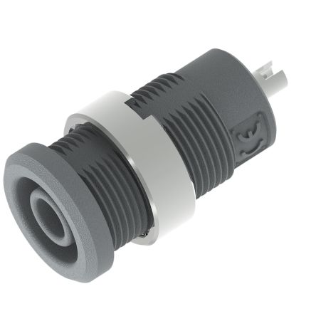 Electro PJP Grey Female Banana Socket, 4 mm Connector, Solder Termination, 25A, 1kV, Nickel Plating [3275-I-G]; 287-9080
