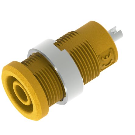 Electro PJP Yellow Female Banana Socket, 4 mm Connector, Solder Termination, 25A, 1kV, Nickel Plating [3275-I-J]; 287-9081