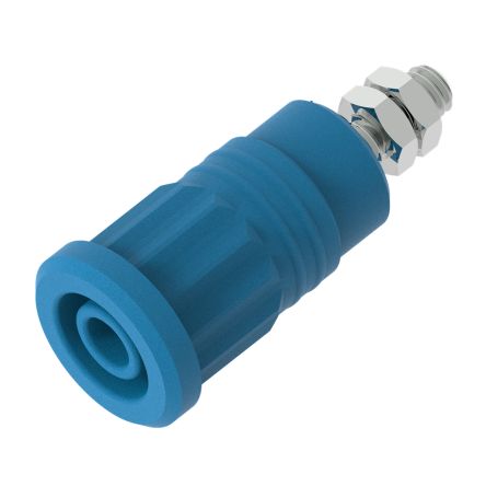 Electro PJP Blue Female Banana Socket, 4 mm Connector, Press Fit Termination, 36A, 1kV, Nickel Plating [3285-Bl]; 287-9084