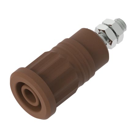 Electro PJP Brown Female Banana Socket, 4 mm Connector, Press Fit Termination, 36A, 1kV, Nickel Plating [3285-Bn]; 287-9085