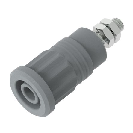 Electro PJP Grey Female Banana Socket, 4 mm Connector, Press Fit Termination, 36A, 1kV, Nickel Plating [3285-G]; 287-9086