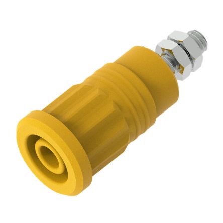 Electro PJP Yellow Female Banana Socket, 4 mm Connector, Press Fit Termination, 36A, 1kV, Nickel Plating [3285-J]; 287-9087