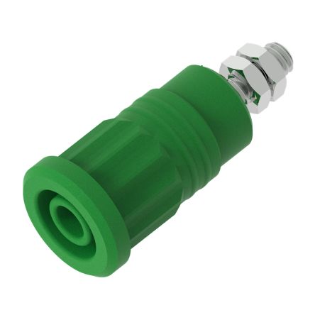 Electro PJP Green Female Banana Socket, 4 mm Connector, Press Fit Termination, 36A, 1kV, Nickel Plating [3285-V]; 287-9090