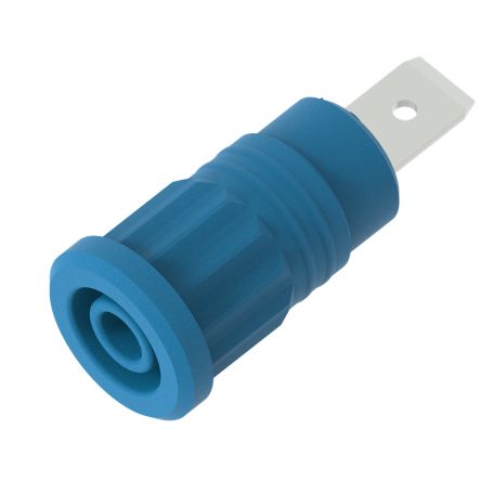 Electro PJP Blue Female Banana Socket, 4 mm Connector, Press Fit Termination, 36A, 1kV, Nickel Plating [3286-Bl]; 287-9091