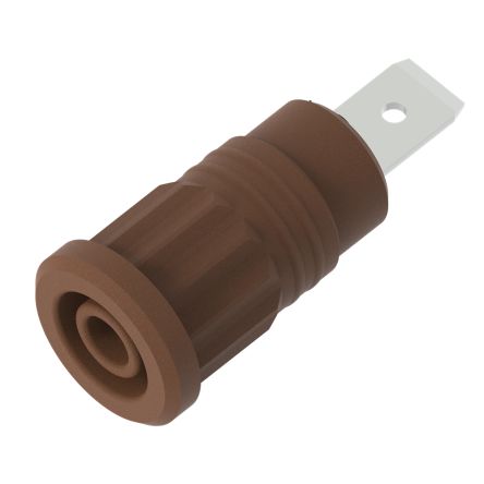 Electro PJP Brown Female Banana Socket, 4 mm Connector, Press Fit Termination, 36A, 1kV, Nickel Plating [3286-Bn]; 287-9092