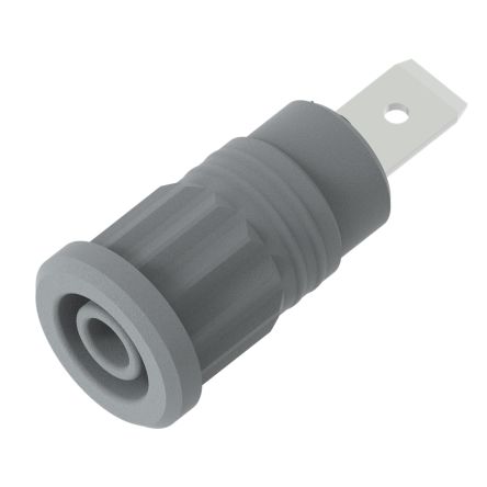 Electro PJP Grey Female Banana Socket, 4 mm Connector, Press Fit Termination, 36A, 1kV, Nickel Plating [3286-G]; 287-9093