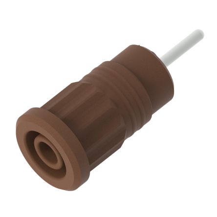 Electro PJP Brown Female Banana Socket, 4 mm Connector, Press Fit Termination, 36A, 1kV, Nickel Plating [3287-Bn]; 287-9098