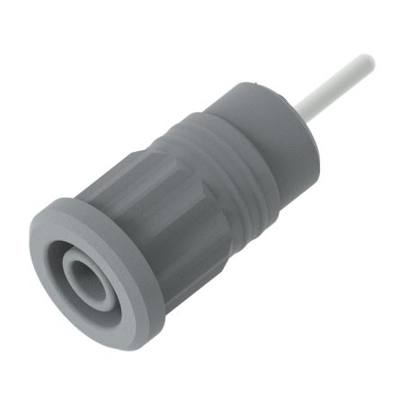 Electro PJP Grey Female Banana Socket, 4 mm Connector, Press Fit Termination, 36A, 1kV, Nickel Plating [3287-G]; 287-9099