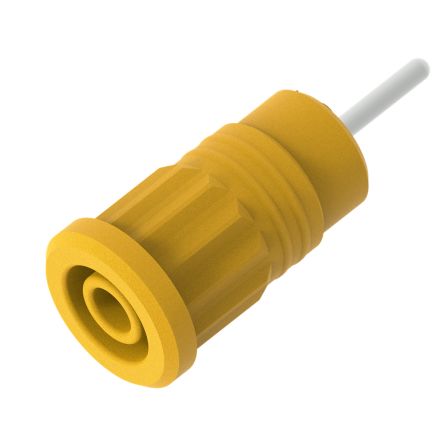Electro PJP Yellow Female Banana Socket, 4 mm Connector, Press Fit Termination, 36A, 1kV, Nickel Plating [3287-J]; 287-9100