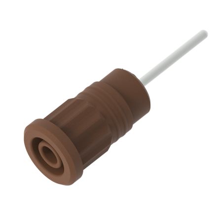 Electro PJP Brown Female Banana Socket, 4 mm Connector, Press Fit Termination, 36A, 1kV, Nickel Plating [3289-Bn]; 287-9105