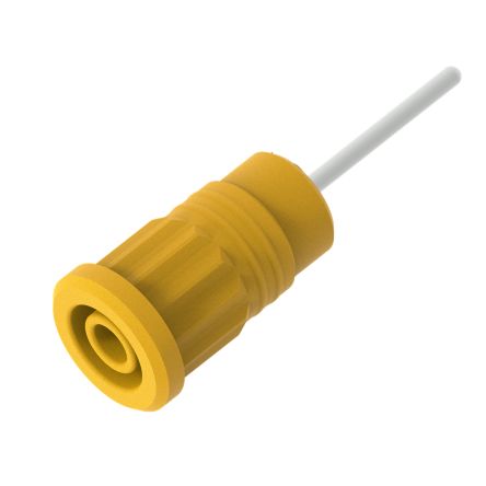 Electro PJP Yellow Female Banana Socket, 4 mm Connector, Press Fit Termination, 36A, 1kV, Nickel Plating [3289-J]; 287-9107