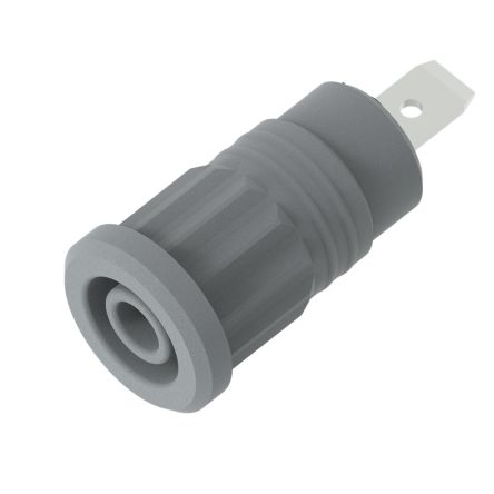 Electro PJP Grey Female Banana Socket, 4 mm Connector, Press Fit Termination, 36A, 1kV, Nickel Plating [3294-G]; 287-9119