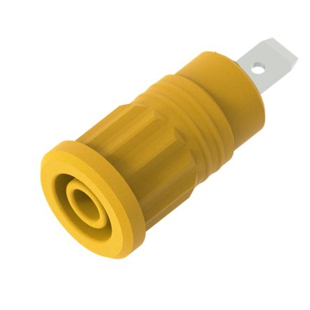 Electro PJP Yellow Female Banana Socket, 4 mm Connector, Press Fit Termination, 36A, 1kV, Nickel Plating [3294-J]; 287-9120