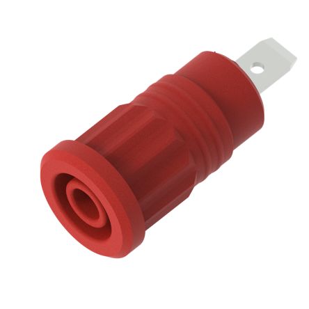 Electro PJP Red Female Banana Socket, 4 mm Connector, Press Fit Termination, 36A, 1kV, Nickel Plating [3294-R]; 287-9122