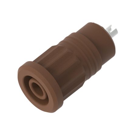 Electro PJP Brown Female Banana Socket, 4 mm Connector, Press Fit Termination, 25A, 1kV, Nickel Plating [3295-Bn]; 287-9125