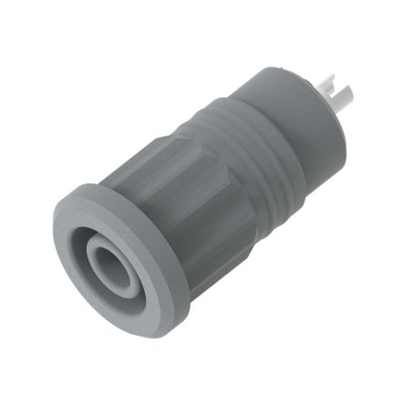 Electro PJP Grey Female Banana Socket, 4 mm Connector, Press Fit Termination, 25A, 1kV, Nickel Plating [3295-G]; 287-9126