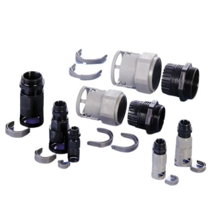 PMA Flexible Fitting, Conduit Fitting, 23mm Nominal Size, PG21, Polyamide 6, Black [BVNZ-P213S]; 287-9423
