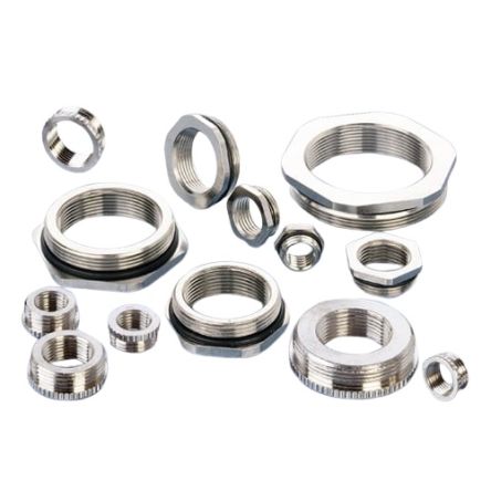 PMA Reducer, Conduit Fitting, 20mm Nominal Size, M20, Nickel Plated Brass, Metallic [M20M12M]; 287-9441