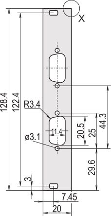 nVent SCHROFF 30118 Series Aluminium Front Panel, 128.4 x 19.98mm [30118344]; 287-9834